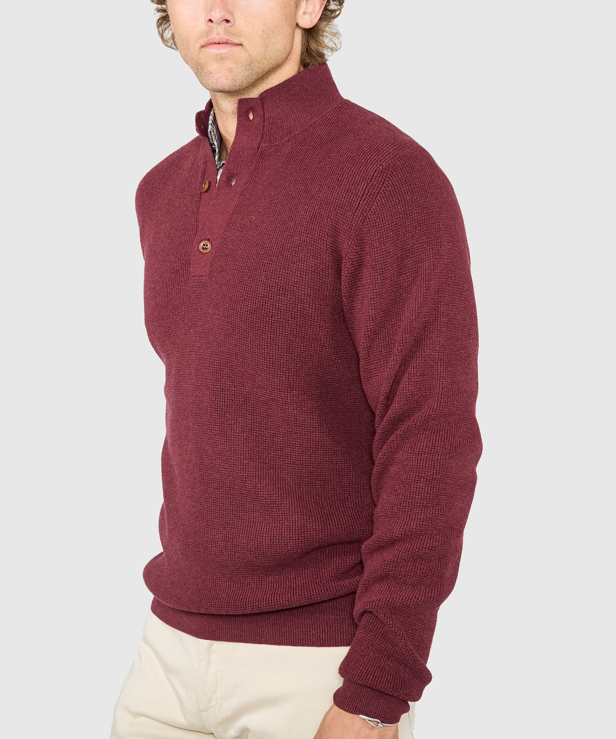 Westport Black Legacy Cotton Cashmere Button Mock Sweater, Men's Big & Tall