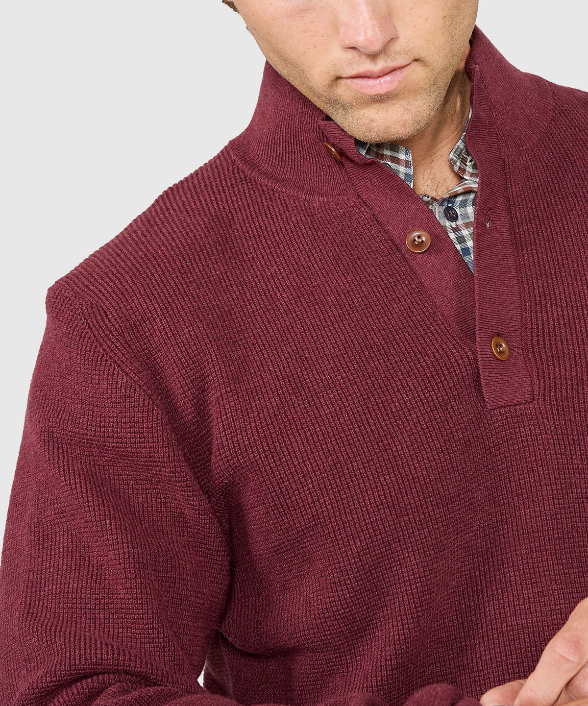 Westport Black Legacy Cotton Cashmere Button Mock Sweater, Men's Big & Tall
