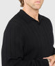 Westport Black Long Sleeve Palermo Merino Johnny Collar Polo