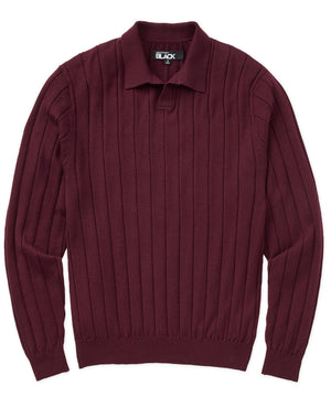 Westport Black Long Sleeve Palermo Merino Johnny Collar Polo