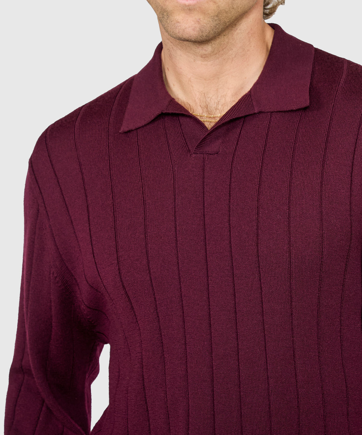 Westport Black Long Sleeve Palermo Merino Johnny Collar Polo, Men's Big & Tall
