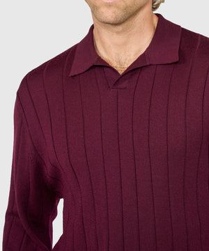 Westport Black Long Sleeve Palermo Merino Johnny Collar Polo
