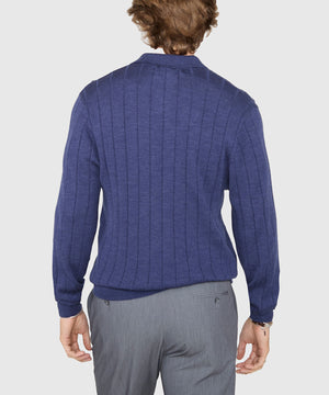 Westport Black Long Sleeve Palermo Merino Johnny Collar Polo