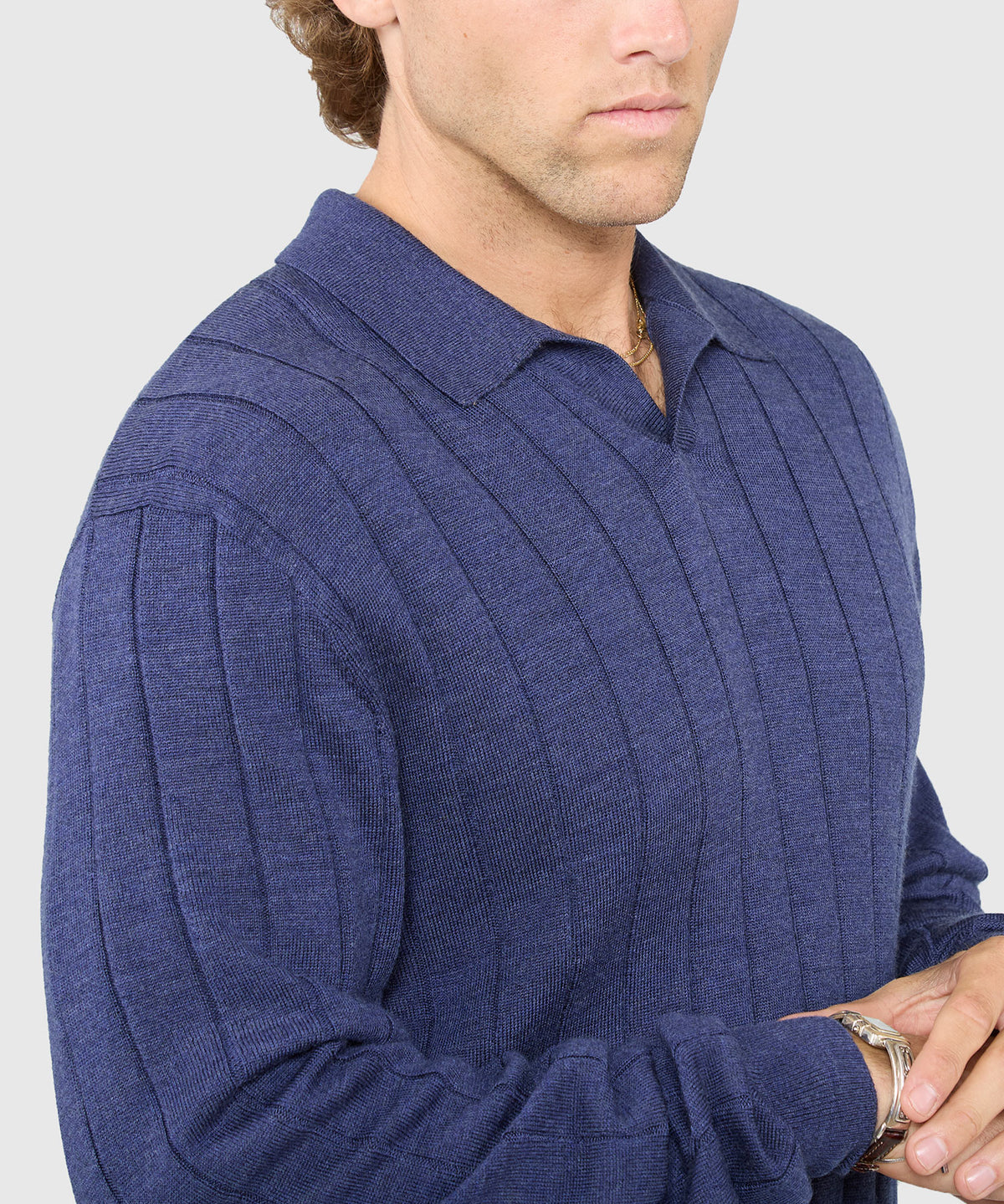 Westport Black Long Sleeve Palermo Merino Johnny Collar Polo, Men's Big & Tall