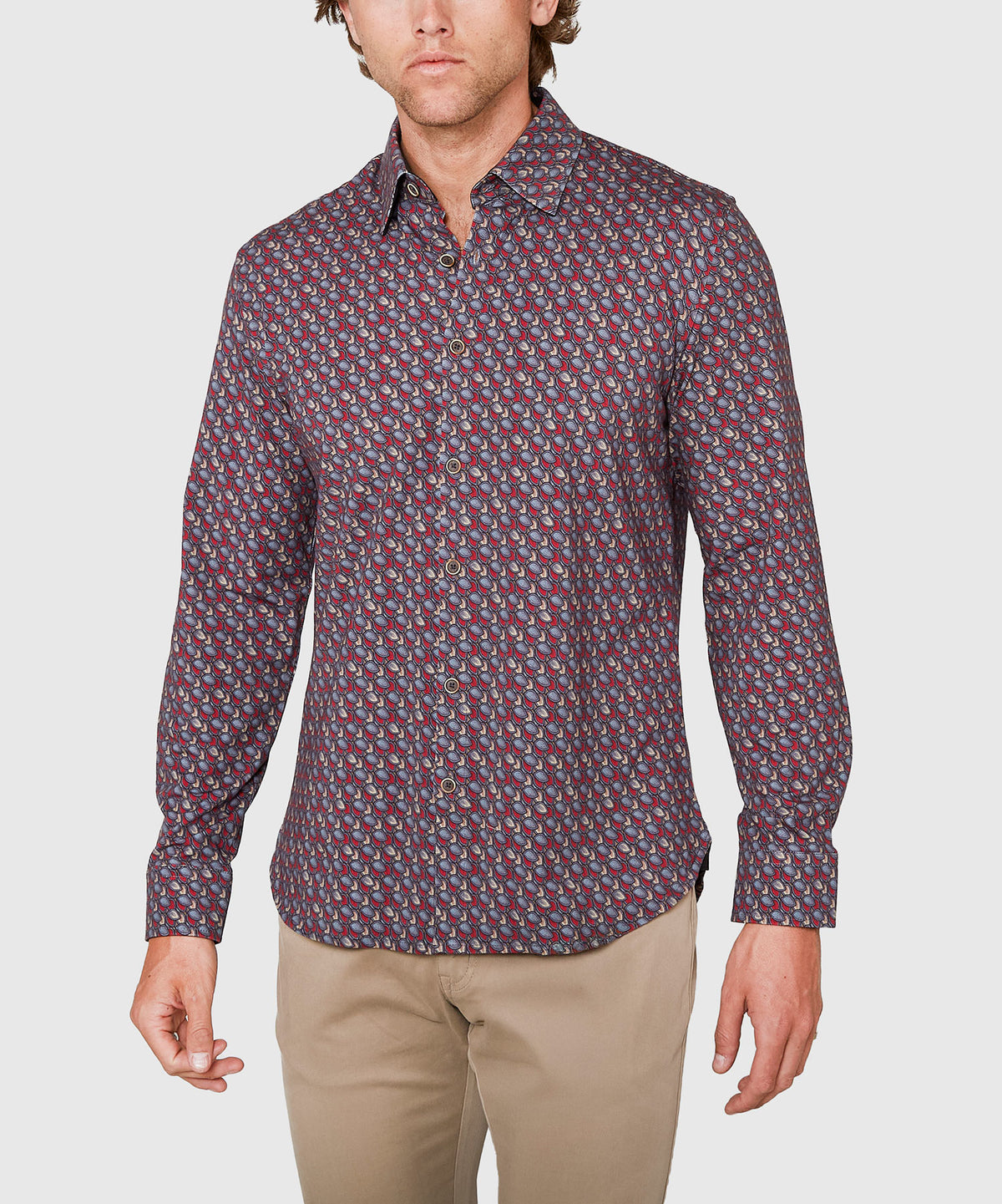 Westport Black Long Sleeve Hidden Button Down Collar Petal Print Knit Sport Shirt, Men's Big & Tall