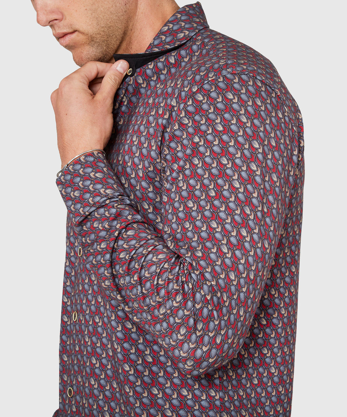 Westport Black Long Sleeve Hidden Button Down Collar Petal Print Knit Sport Shirt, Men's Big & Tall