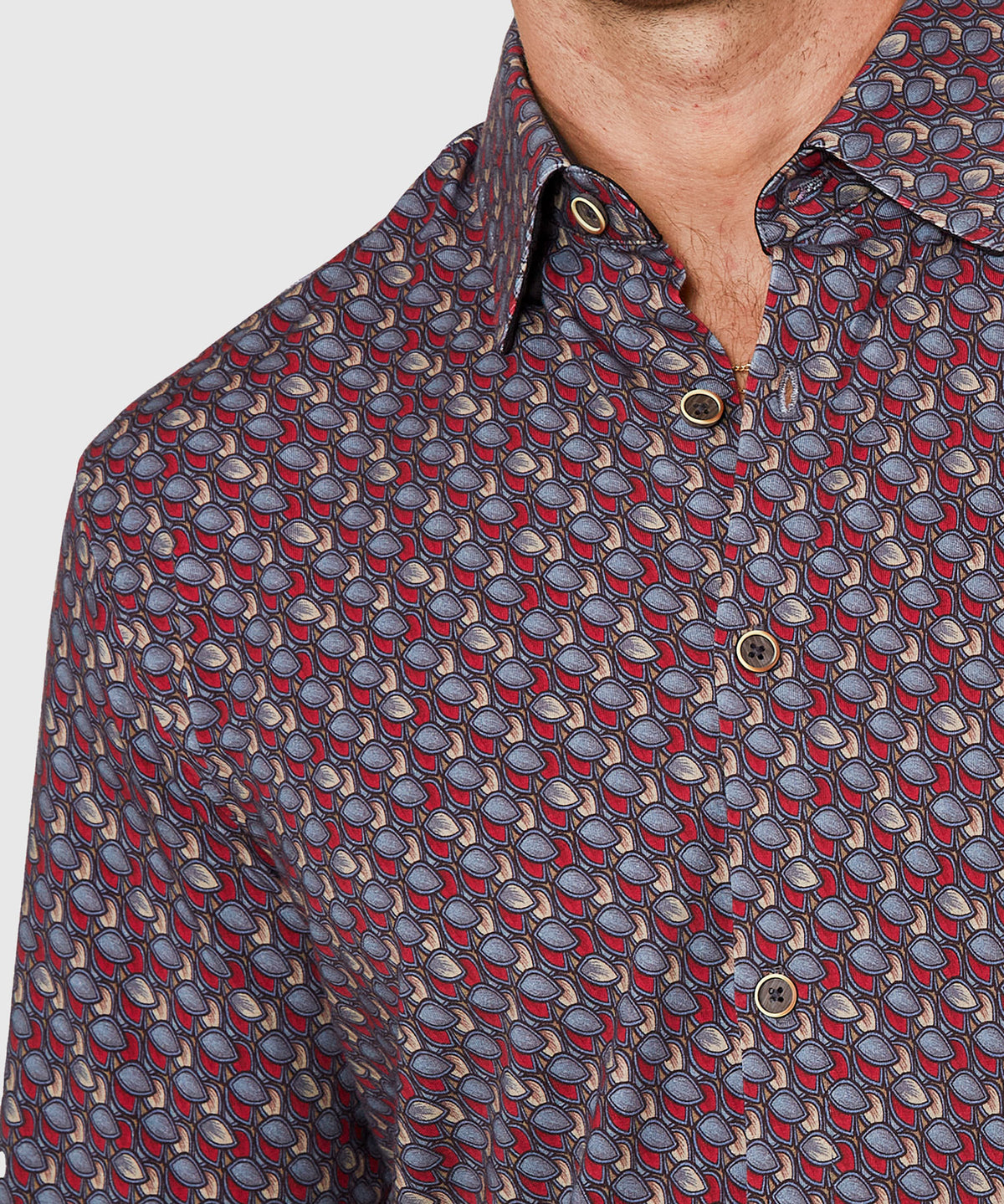 Westport Black Long Sleeve Hidden Button Down Collar Petal Print Knit Sport Shirt, Men's Big & Tall