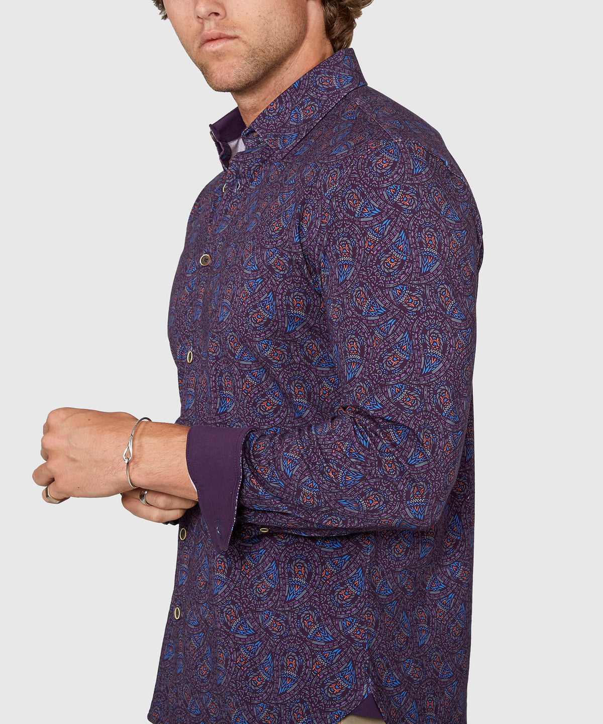 Westport Black Long Sleeve Hidden Button Down Collar Paisley Print Knit Sport Shirt, Men's Big & Tall