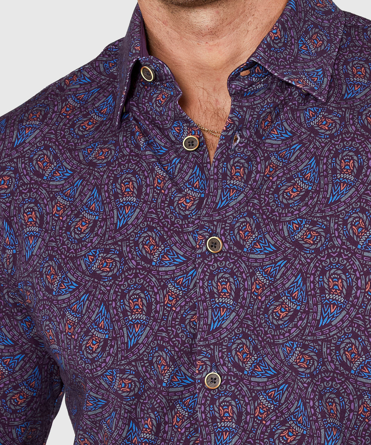 Westport Black Long Sleeve Hidden Button Down Collar Paisley Print Knit Sport Shirt, Men's Big & Tall