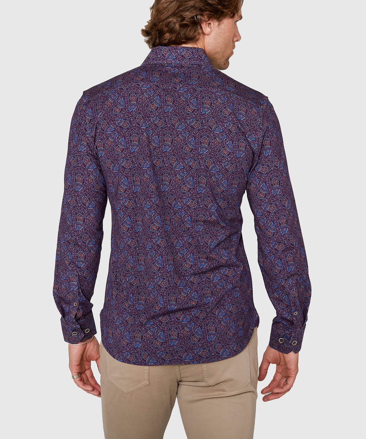 Westport Black Long Sleeve Hidden Button Down Collar Paisley Print Knit Sport Shirt, Men's Big & Tall