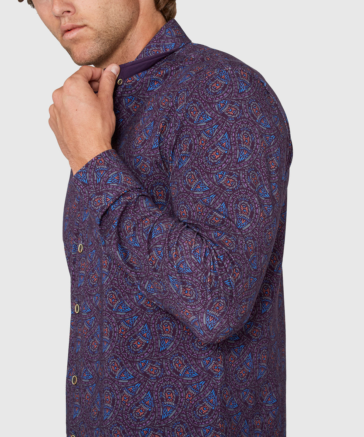 Westport Black Long Sleeve Hidden Button Down Collar Paisley Print Knit Sport Shirt, Men's Big & Tall