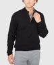 Westport Black Long Sleeve Monaco Cable Knit Button Mock Pullover Sweater
