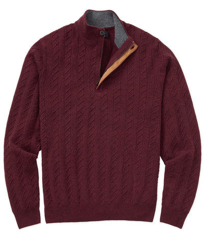 Westport Black Long Sleeve Monaco Cable Knit Button Mock Pullover Sweater, Men's Big & Tall