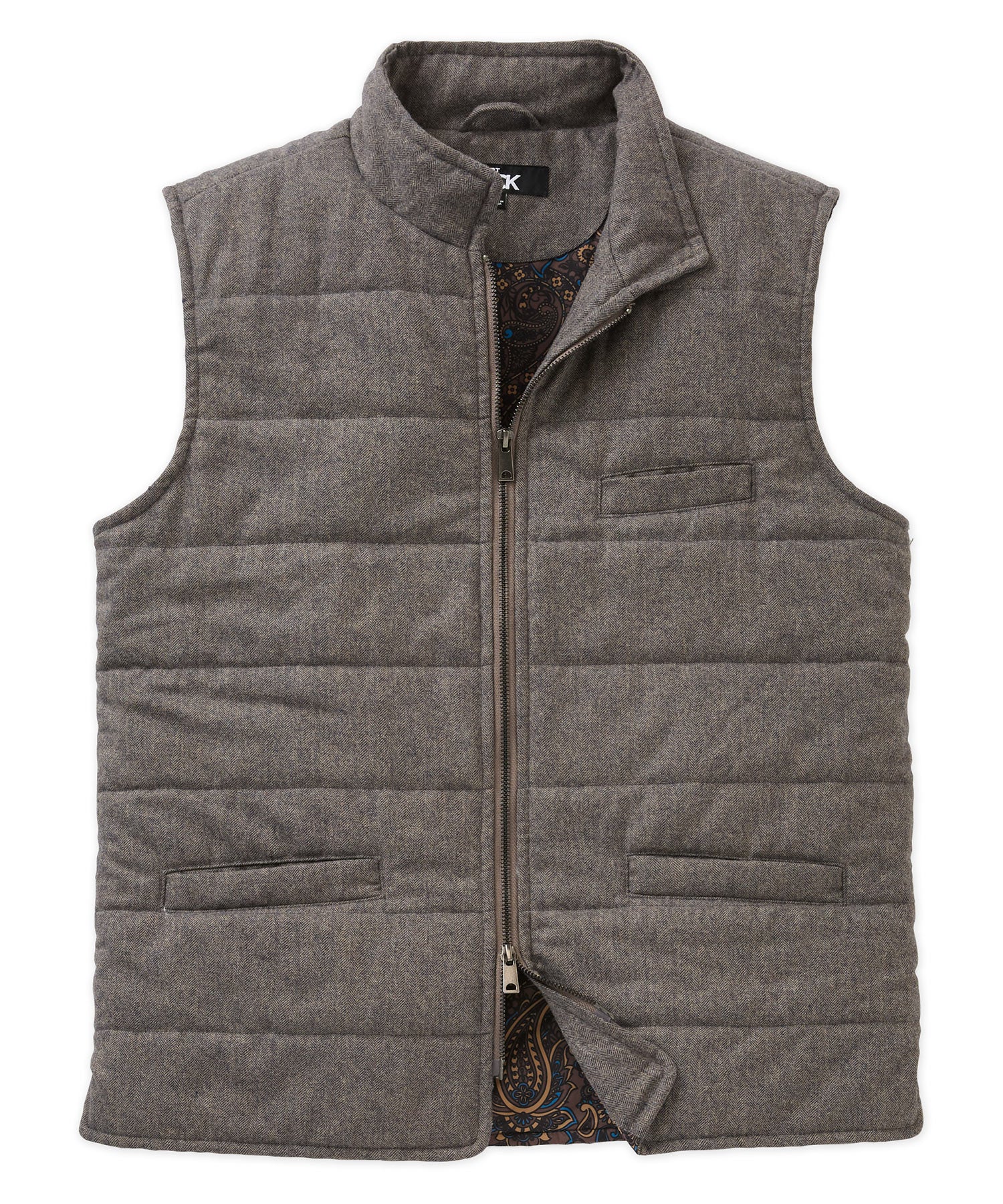 Westport Black Wool Blend Herringbone Commuter Vest, Men's Big & Tall