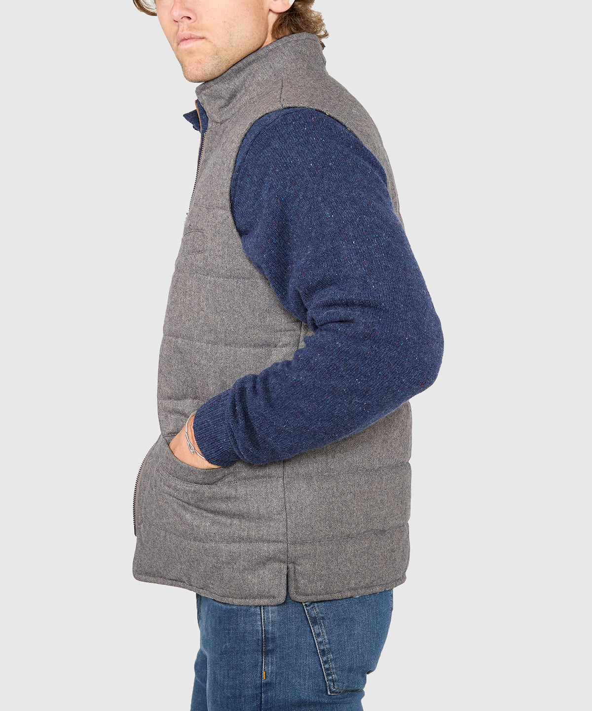 Westport Black Wool Blend Herringbone Commuter Vest, Men's Big & Tall