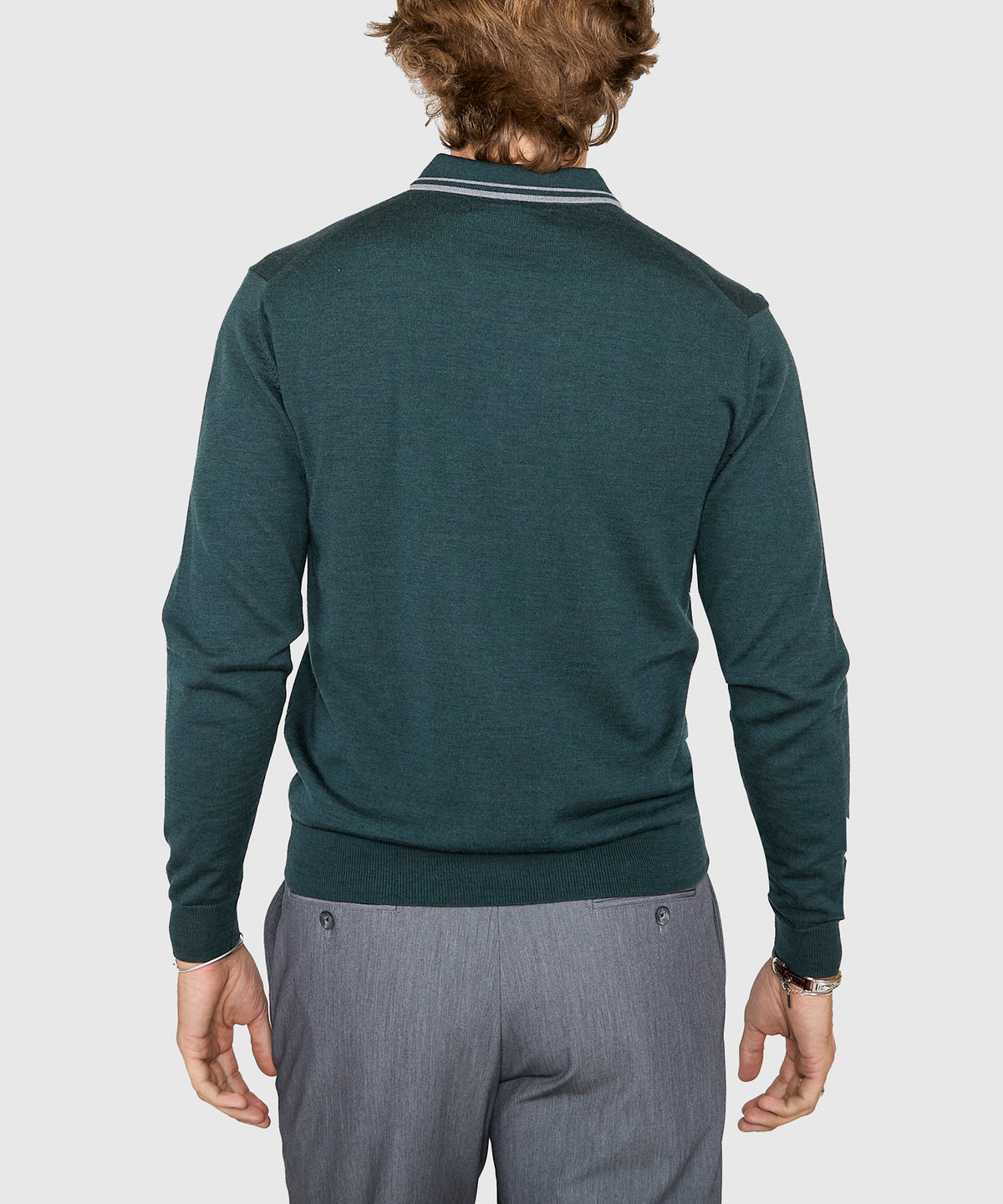 Westport Black Long Sleeve Retro Tipped Merino Polo, Men's Big & Tall