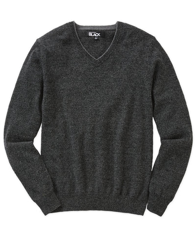 Westport Black Carmichael Cashmere Blend Mouline V-Neck Sweater, Men's Big & Tall