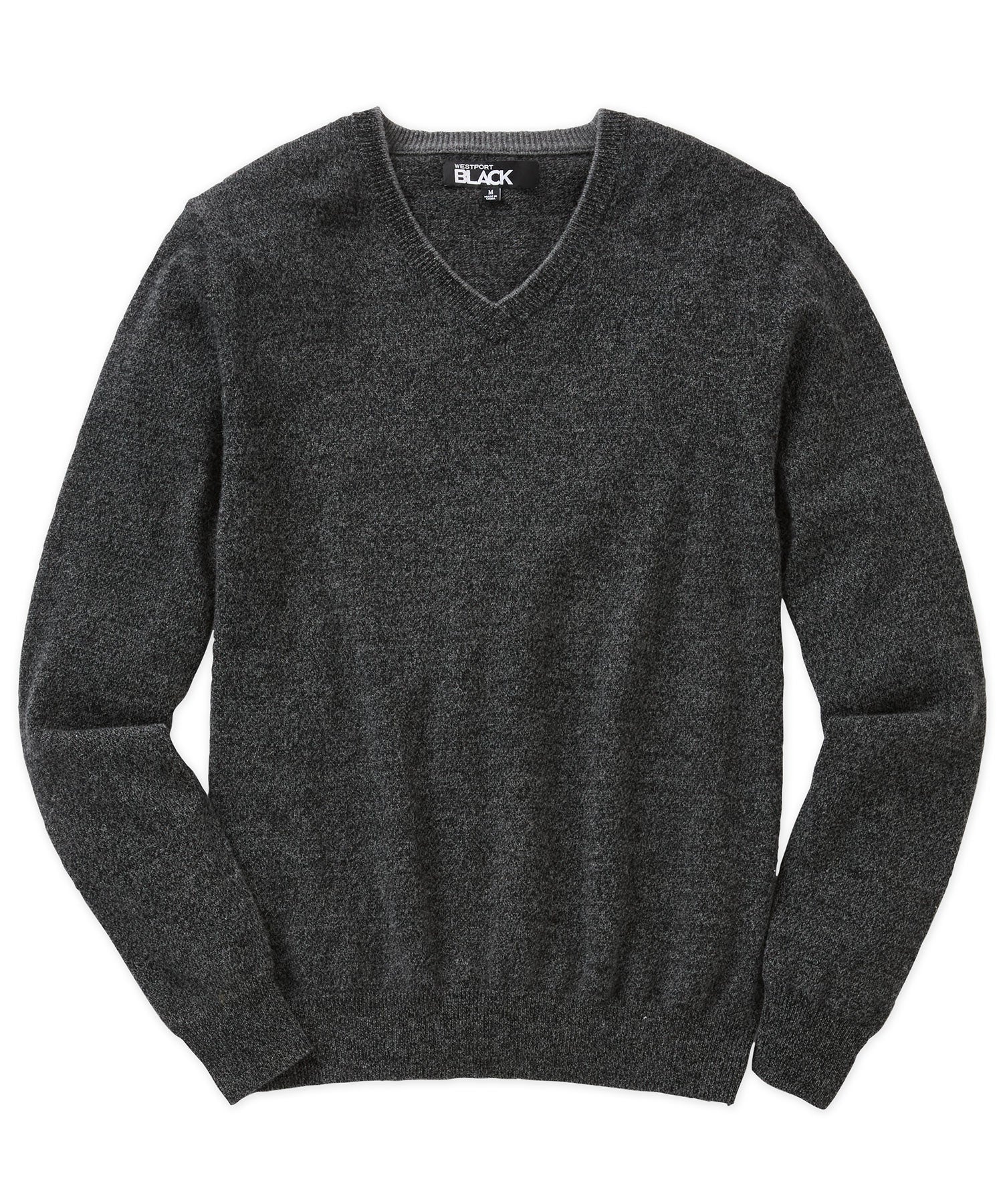 Westport Black Carmichael Cashmere Blend Mouline V-Neck Sweater, Men's Big & Tall