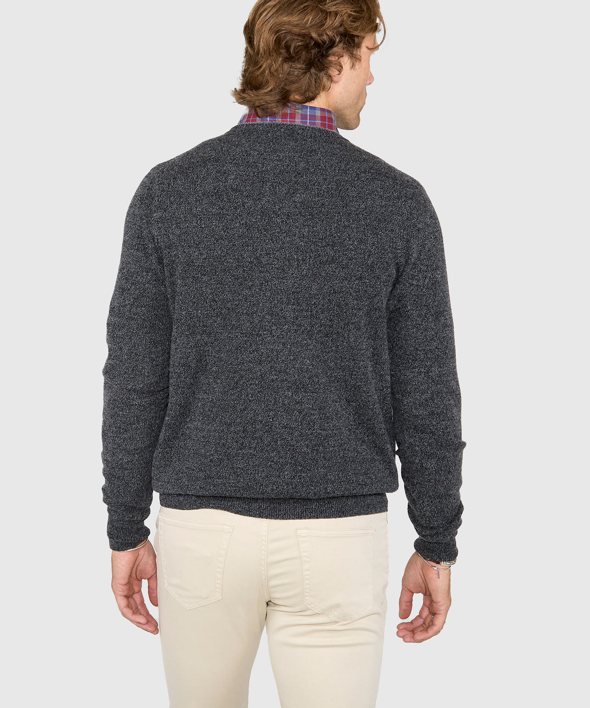 Westport Black Carmichael Cashmere Blend Mouline V-Neck Sweater, Men's Big & Tall