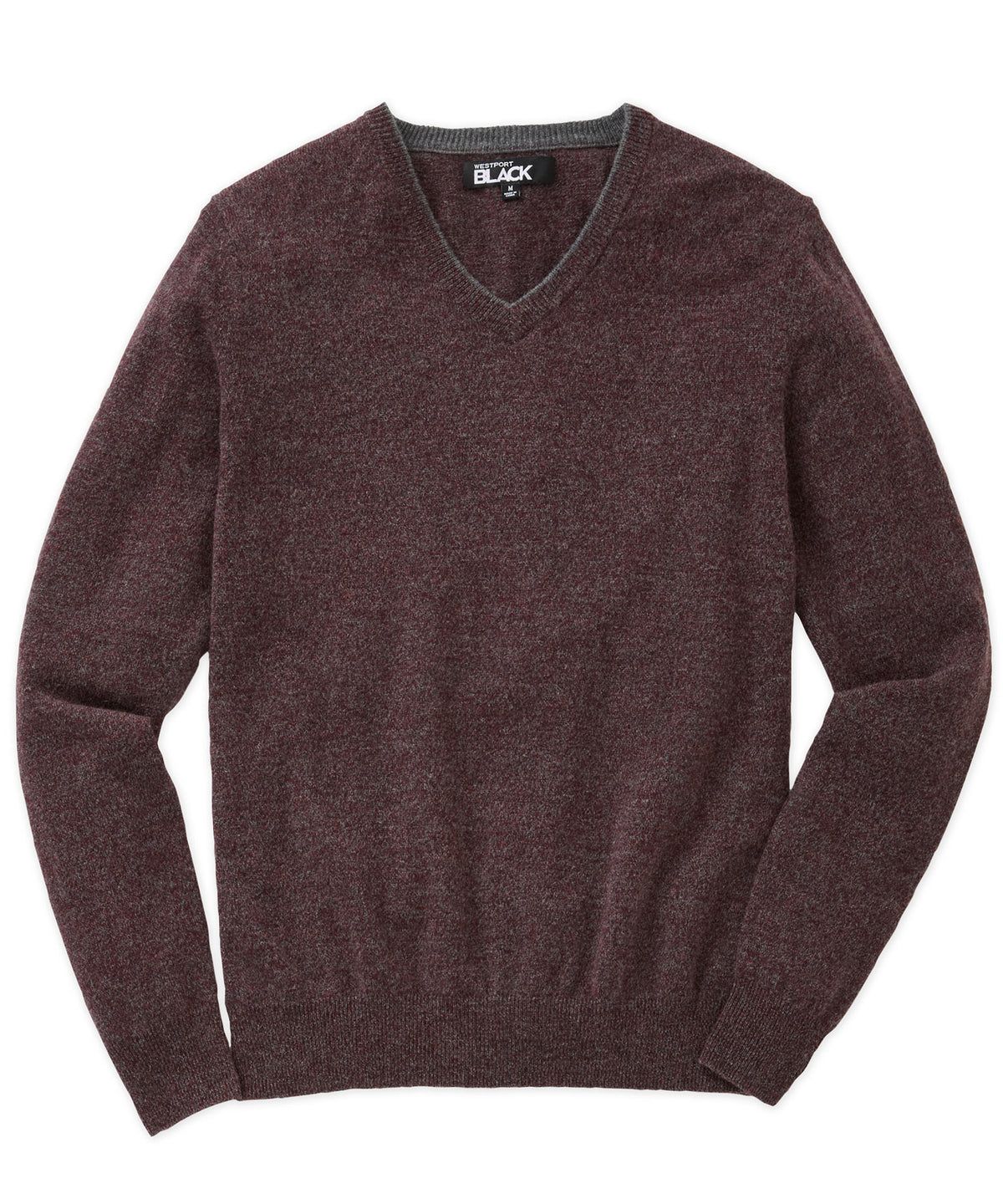 Westport Black Carmichael Cashmere Blend Mouline V-Neck Sweater, Men's Big & Tall