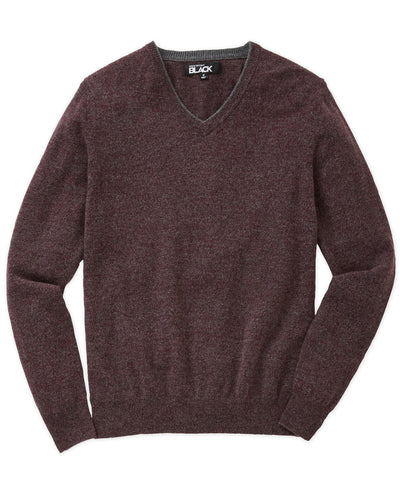 Westport Black Carmichael Cashmere Blend Mouline V-Neck Sweater, Men's Big & Tall