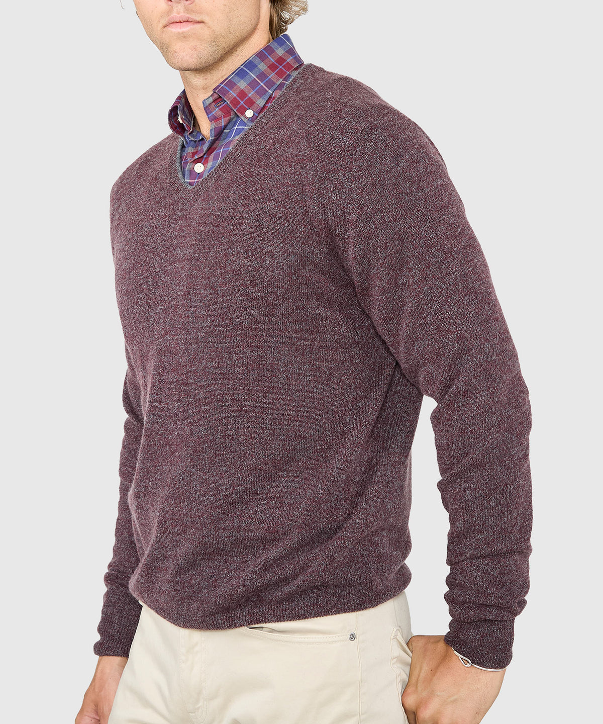 Westport Black Carmichael Cashmere Blend Mouline V-Neck Sweater, Men's Big & Tall