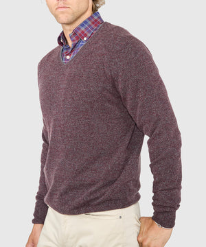 Westport Black Carmichael Cashmere Blend Mouline V-Neck Sweater