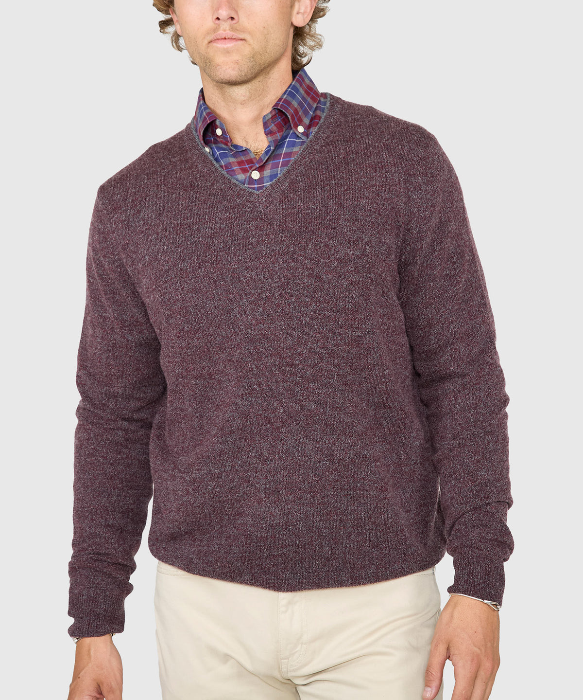 Westport Black Carmichael Cashmere Blend Mouline V-Neck Sweater, Men's Big & Tall