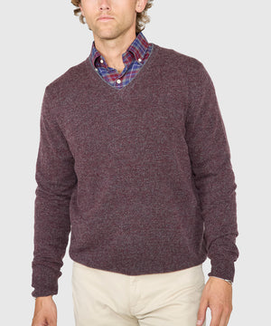 Westport Black Carmichael Cashmere Blend Mouline V-Neck Sweater