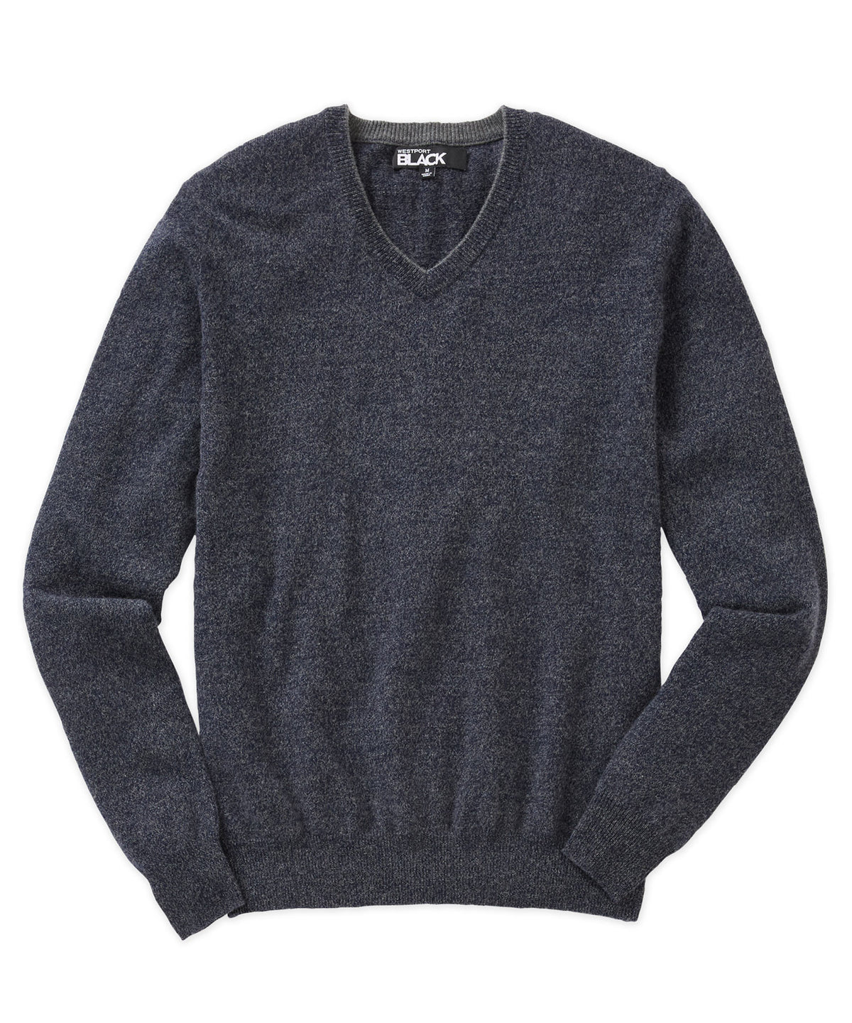 Westport Black Carmichael Cashmere Blend Mouline V-Neck Sweater, Men's Big & Tall