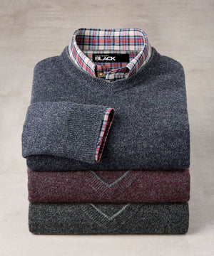 Westport Black Carmichael Cashmere Blend Mouline V-Neck Sweater