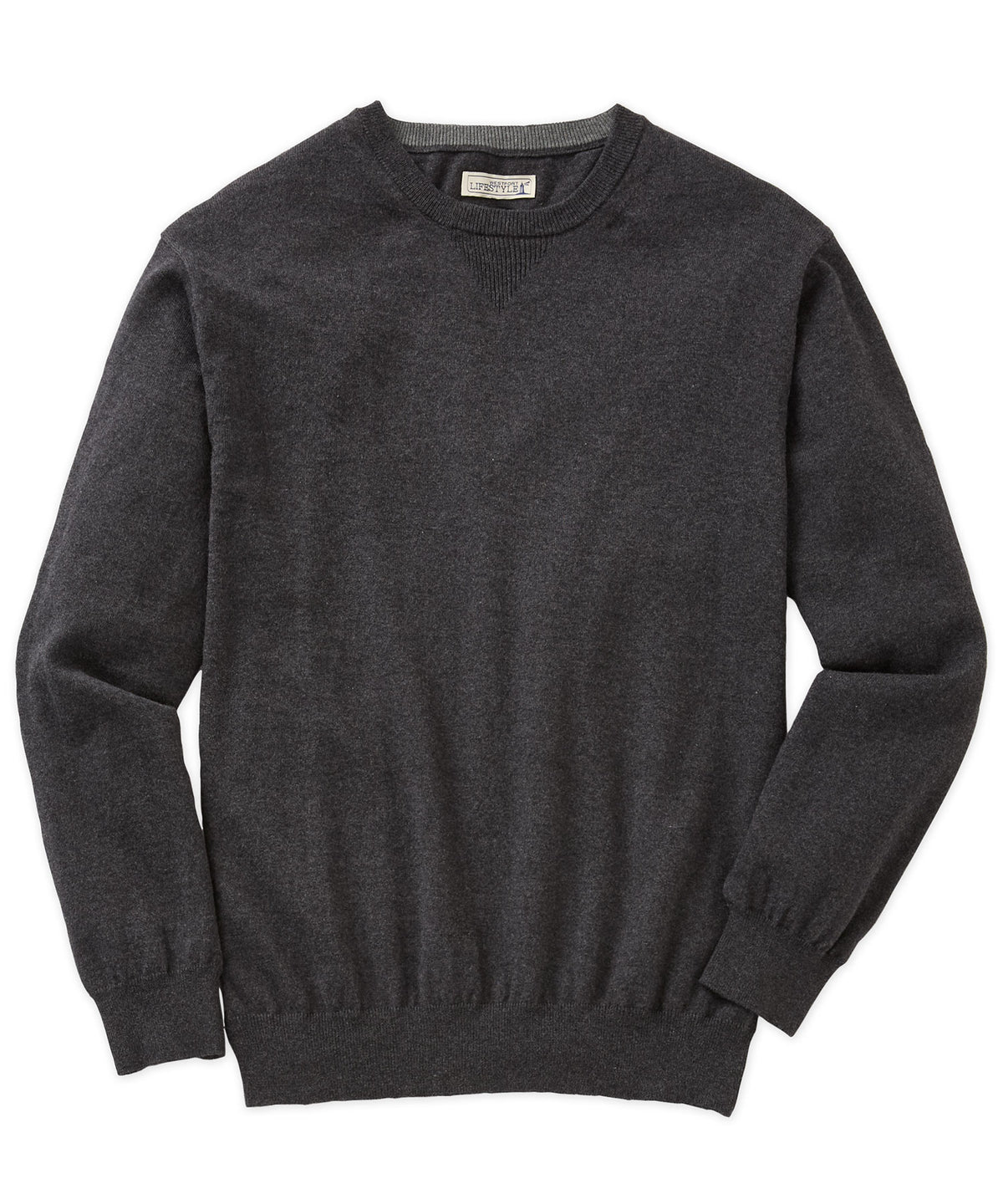 Westport Lifestyle Iconic Keyhole Cotton Cashmere Crew Neck Sweater, Men's Big & Tall