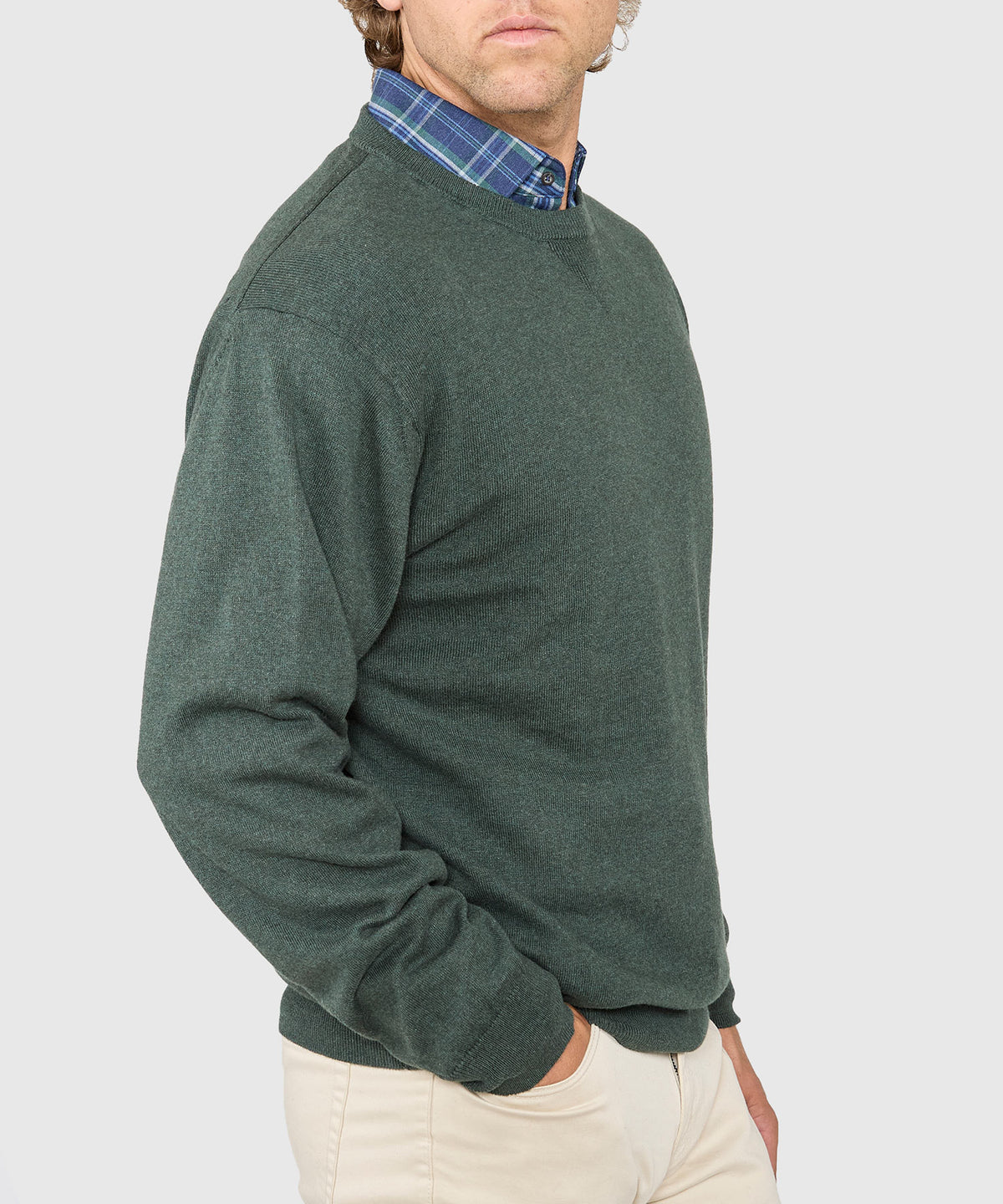 Westport Lifestyle Iconic Keyhole Cotton Cashmere Crew Neck Sweater, Men's Big & Tall