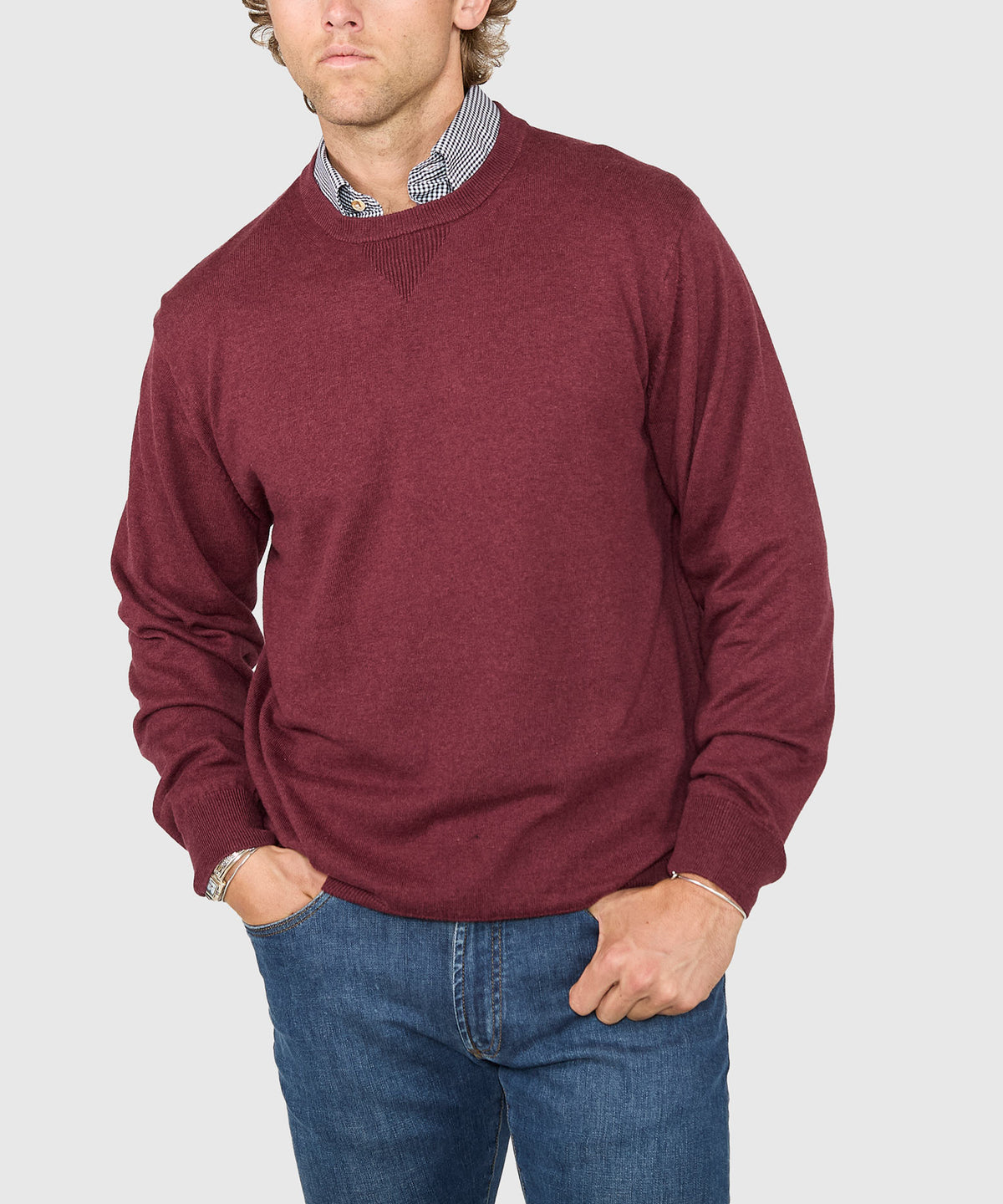 Westport Lifestyle Iconic Keyhole Cotton Cashmere Crew Neck Sweater, Men's Big & Tall