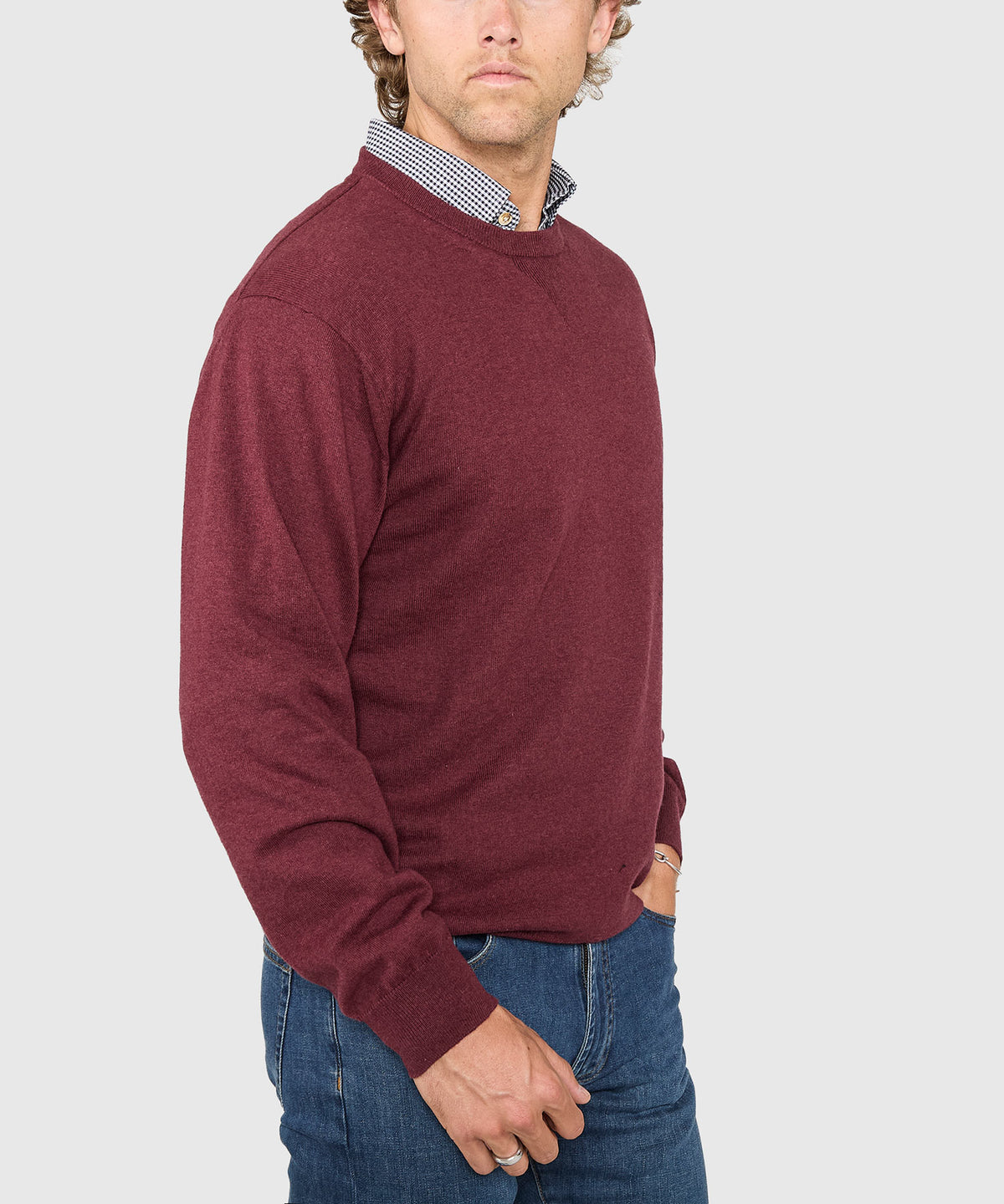 Westport Lifestyle Iconic Keyhole Cotton Cashmere Crew Neck Sweater, Men's Big & Tall