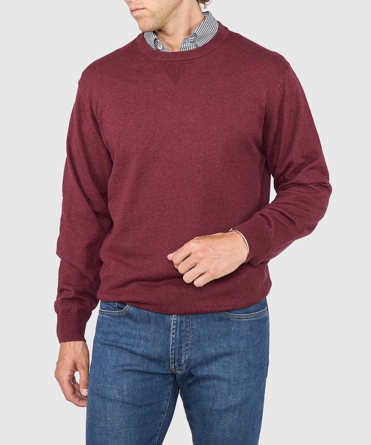 Westport Lifestyle Iconic Keyhole Cotton Cashmere Crew Neck Sweater, Men's Big & Tall