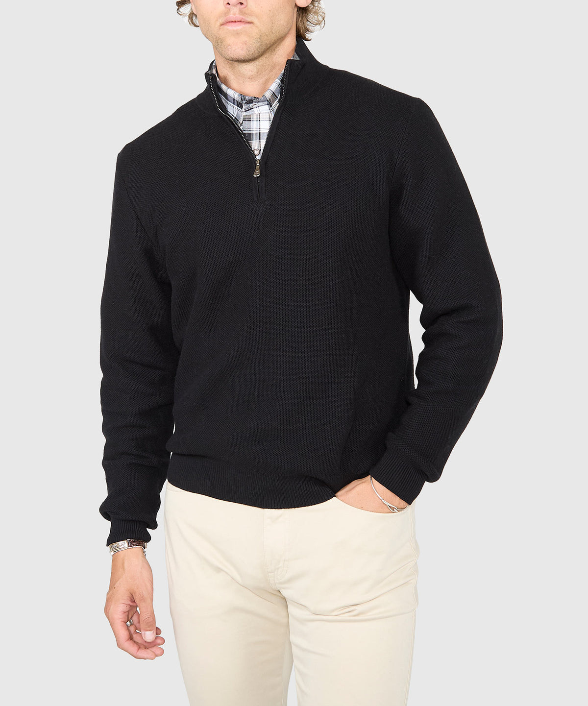 Westport Lifestyle Pinecrest Cotton Cashmere Quarter Zip Sweater, Men's Big & Tall