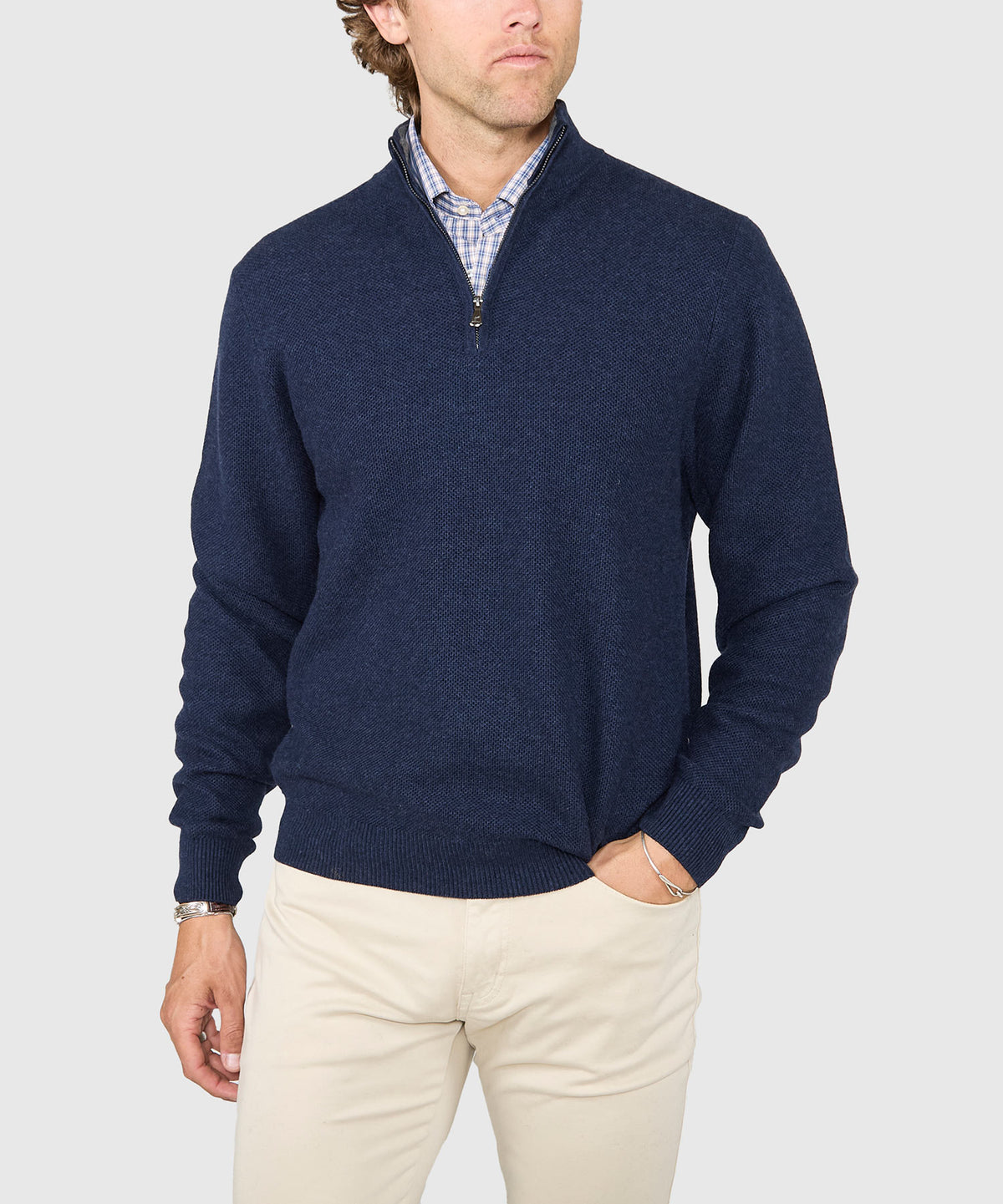 Westport Lifestyle Pinecrest Cotton Cashmere Quarter Zip Sweater, Men's Big & Tall