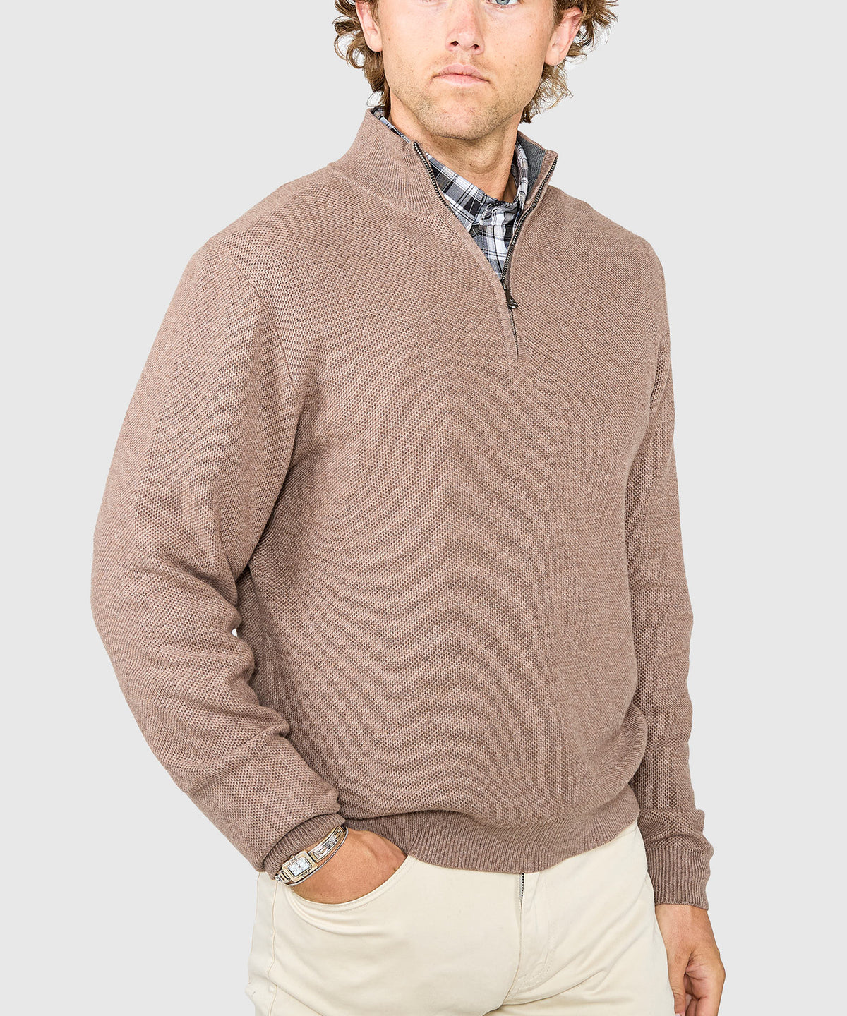 Westport Lifestyle Pinecrest Cotton Cashmere Quarter Zip Sweater, Men's Big & Tall