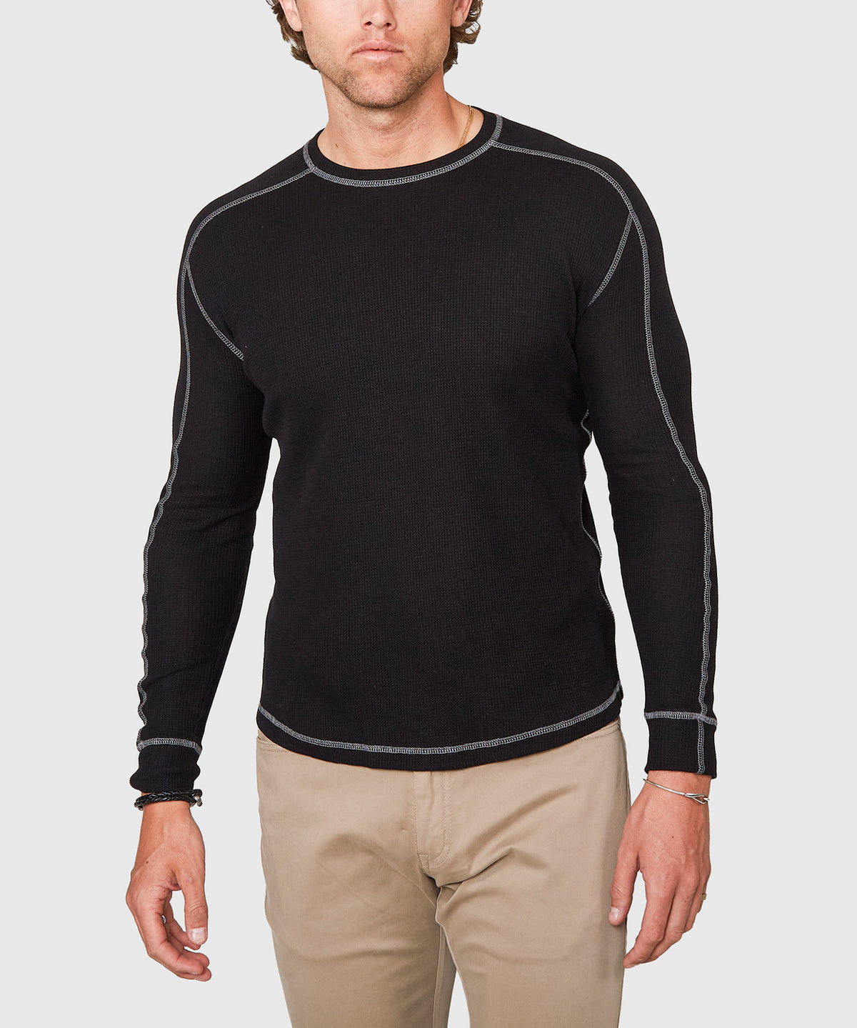 Westport Lifestyle Long Sleeve Cooper Waffle Crew Neck Knit Shirt, Men's Big & Tall