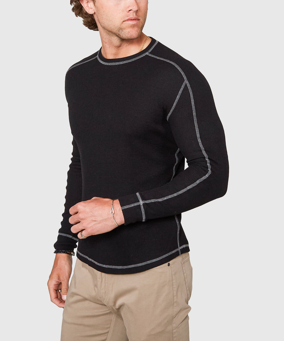 Westport Lifestyle Long Sleeve Cooper Waffle Crew Neck Knit Shirt, Men's Big & Tall