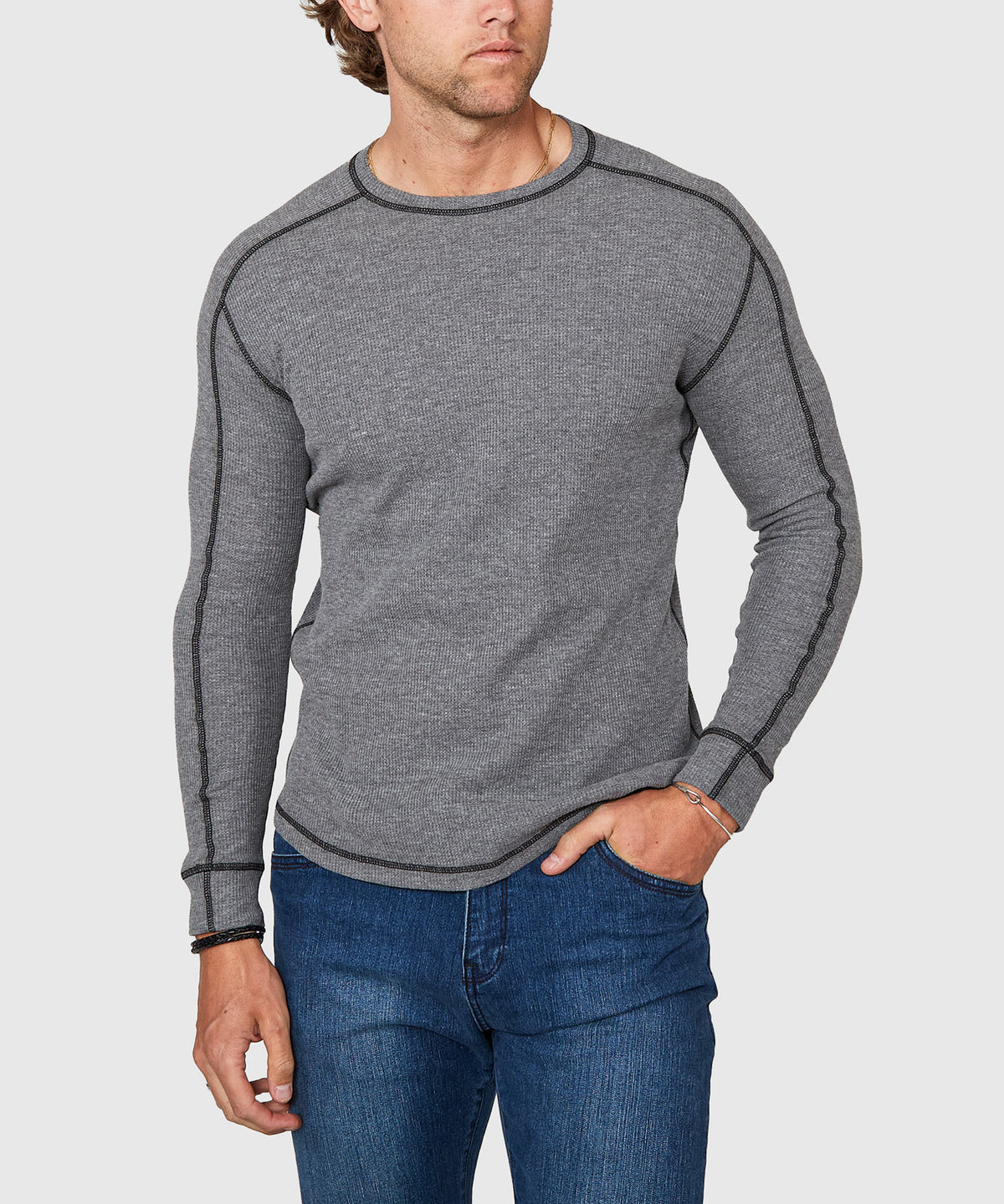 Westport Lifestyle Long Sleeve Cooper Waffle Crew Neck Knit Shirt, Men's Big & Tall
