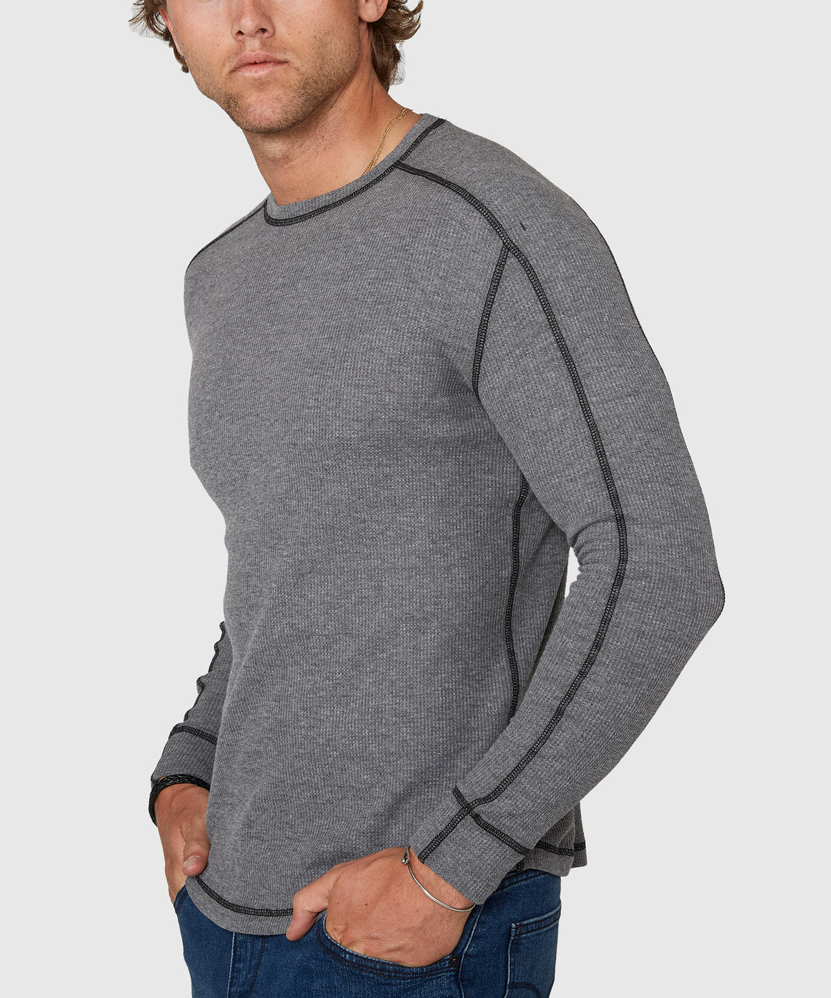 Westport Lifestyle Long Sleeve Cooper Waffle Crew Neck Knit Shirt, Men's Big & Tall