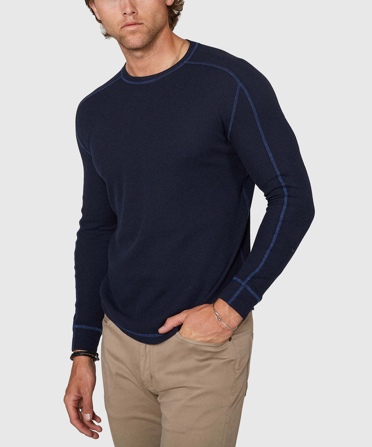 Westport Lifestyle Long Sleeve Cooper Waffle Crew Neck Knit Shirt, Men's Big & Tall