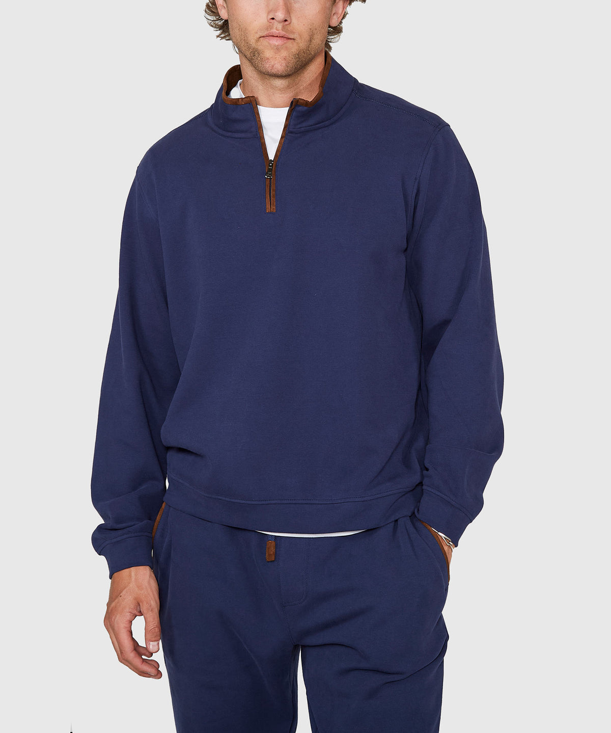 Westport Lifestyle Sueded Interlock Quarter Zip Jacket, Men's Big & Tall