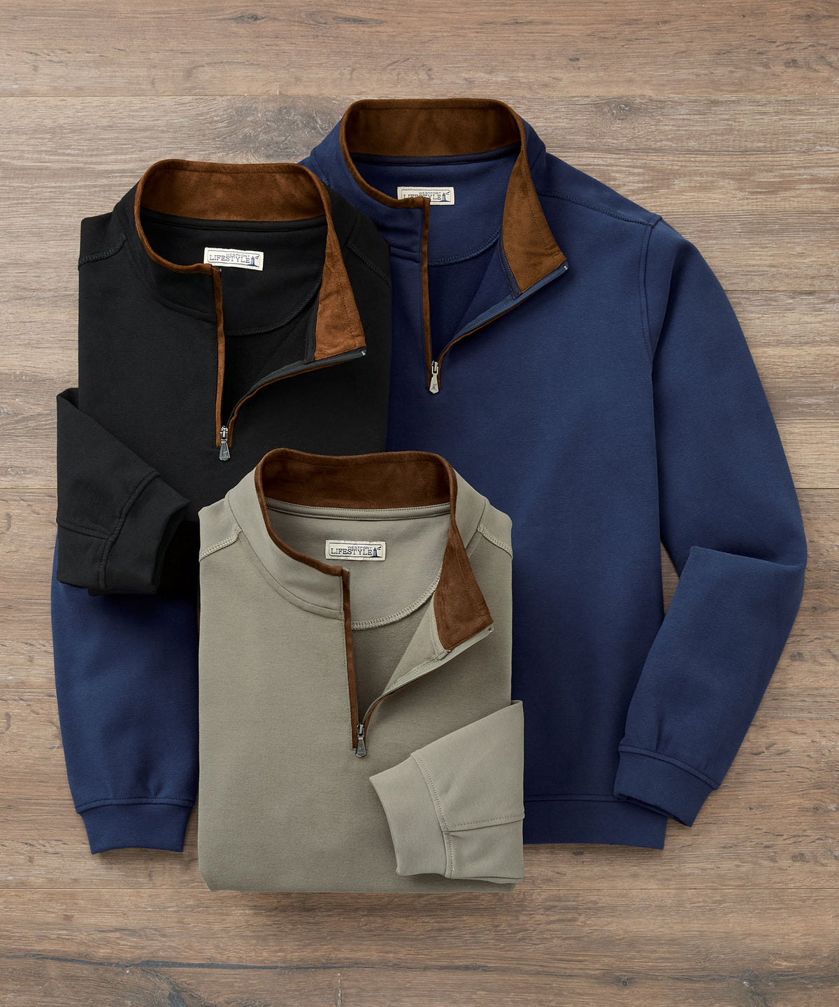 Westport Lifestyle Sueded Interlock Quarter Zip Jacket, Men's Big & Tall