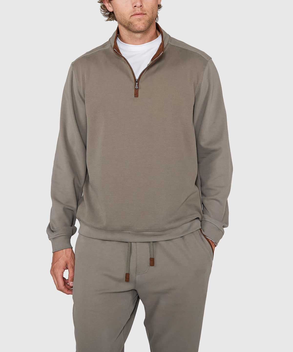 Westport Lifestyle Sueded Interlock Quarter Zip Jacket, Men's Big & Tall