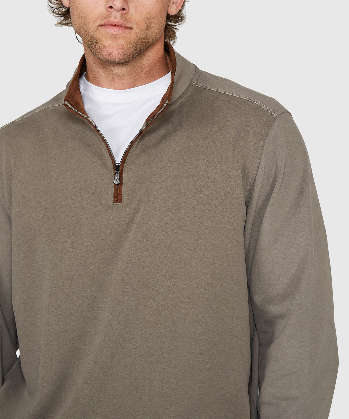 Westport Lifestyle Sueded Interlock Quarter Zip Jacket, Men's Big & Tall