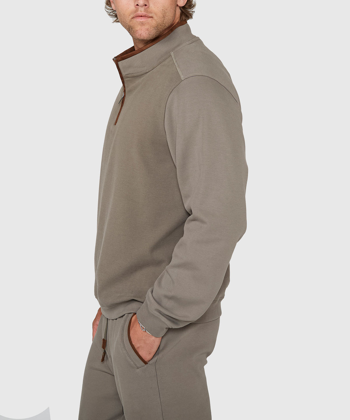 Westport Lifestyle Sueded Interlock Quarter Zip Jacket, Men's Big & Tall