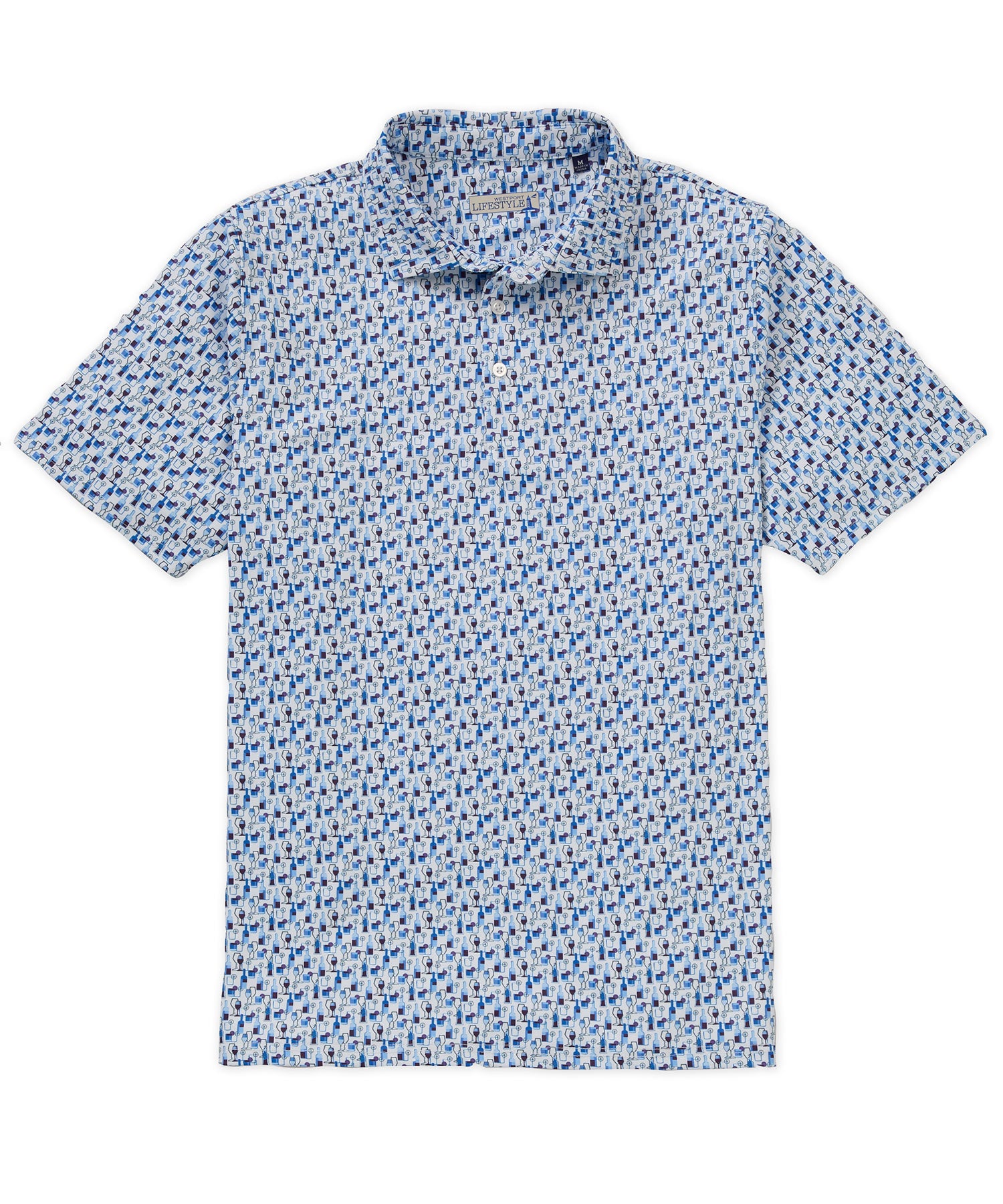 Westport Lifestyle Short Sleeve Bottle Print Performance Polo, Men's Big & Tall
